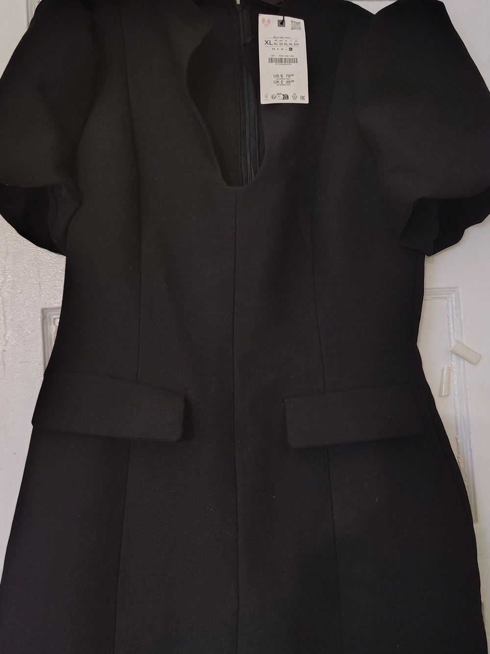 Zara Women's Black Short-Sleeve Structured Dress